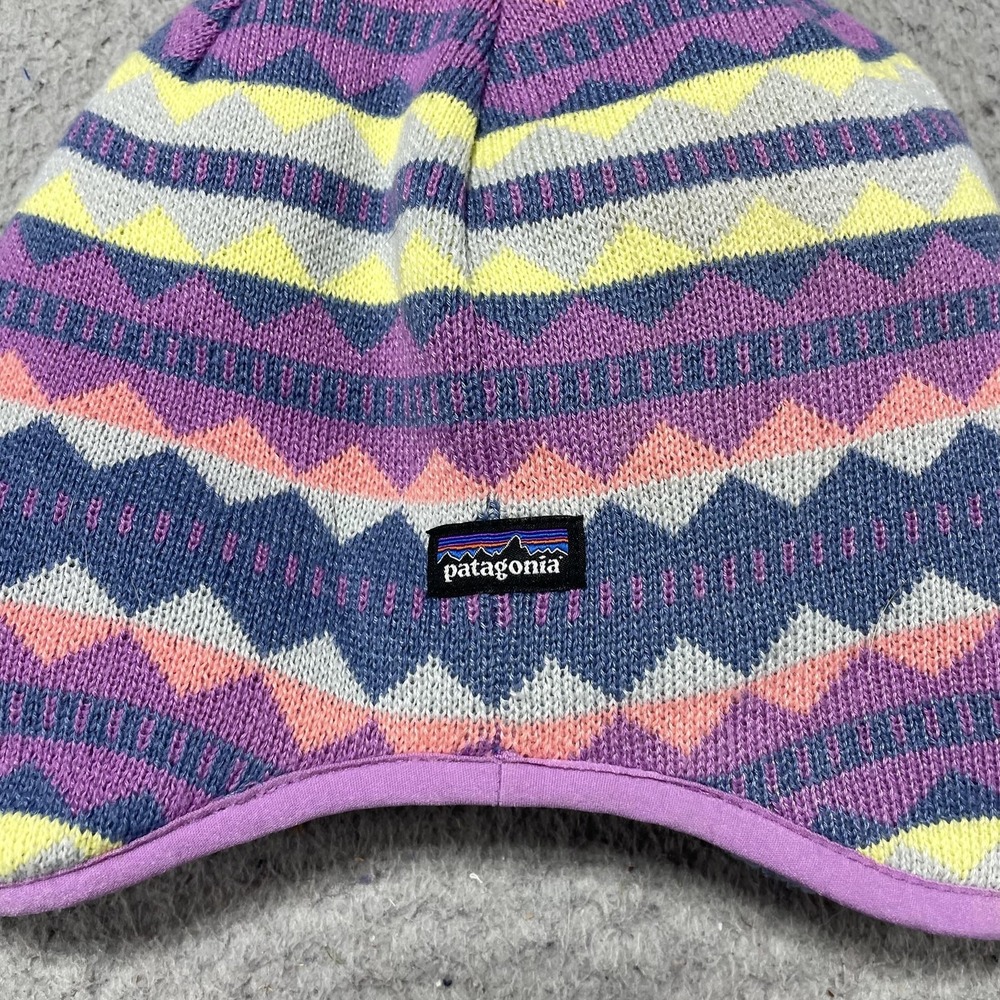Patagonia Beanie Hat Girls 3-6 Months Multicolor Fleece Reversible Winter - Picture 2 of 10